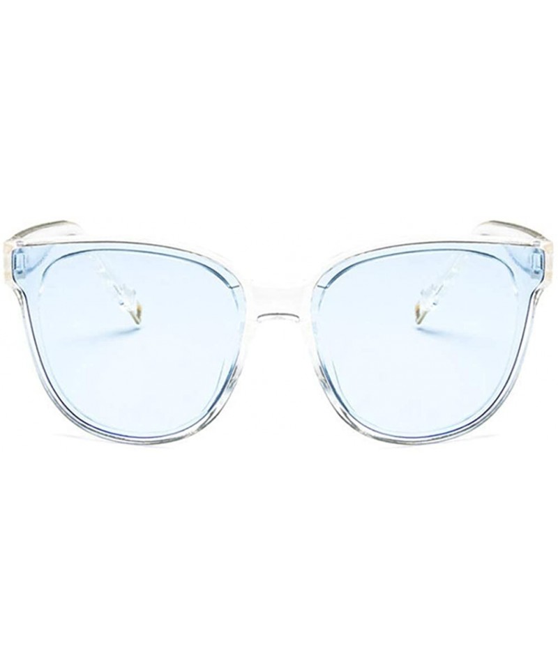 Square Unisex Sunglasses Fashion White Grey Drive Holiday Square Non-Polarized UV400 - Transparent Blue - CV18RLIXMEQ $10.94