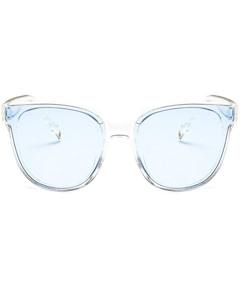 Square Unisex Sunglasses Fashion White Grey Drive Holiday Square Non-Polarized UV400 - Transparent Blue - CV18RLIXMEQ $10.94