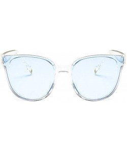 Square Unisex Sunglasses Fashion White Grey Drive Holiday Square Non-Polarized UV400 - Transparent Blue - CV18RLIXMEQ $10.94