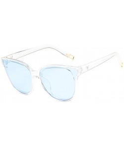Square Unisex Sunglasses Fashion White Grey Drive Holiday Square Non-Polarized UV400 - Transparent Blue - CV18RLIXMEQ $10.94