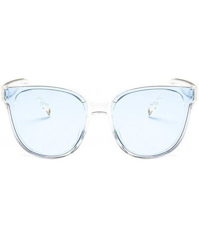 Square Unisex Sunglasses Fashion White Grey Drive Holiday Square Non-Polarized UV400 - Transparent Blue - CV18RLIXMEQ $10.94