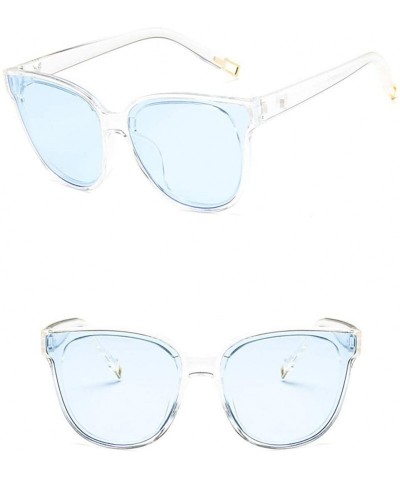 Square Unisex Sunglasses Fashion White Grey Drive Holiday Square Non-Polarized UV400 - Transparent Blue - CV18RLIXMEQ $10.94