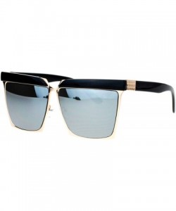 Rectangular Mirrored Mirror Diva Luxury Eye Brow Rectangular Mob Jewel Sunglasses - Gold Mirror - CS12DI9BXG1 $13.26