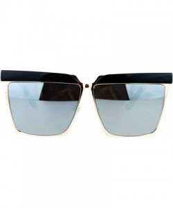 Rectangular Mirrored Mirror Diva Luxury Eye Brow Rectangular Mob Jewel Sunglasses - Gold Mirror - CS12DI9BXG1 $13.26