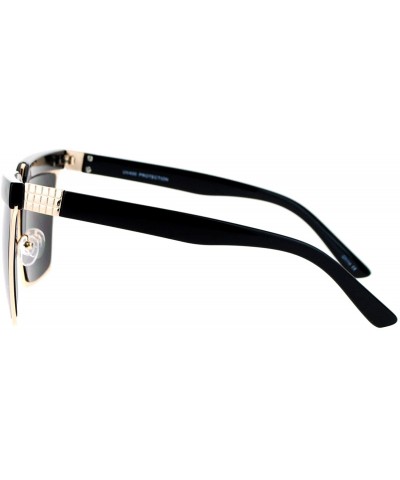 Rectangular Mirrored Mirror Diva Luxury Eye Brow Rectangular Mob Jewel Sunglasses - Gold Mirror - CS12DI9BXG1 $13.26