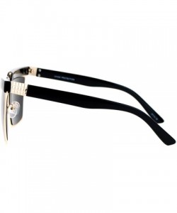 Rectangular Mirrored Mirror Diva Luxury Eye Brow Rectangular Mob Jewel Sunglasses - Gold Mirror - CS12DI9BXG1 $13.26