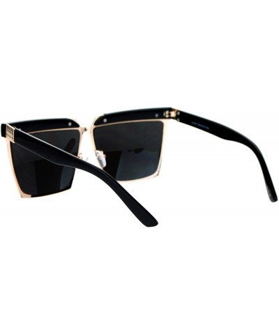 Rectangular Mirrored Mirror Diva Luxury Eye Brow Rectangular Mob Jewel Sunglasses - Gold Mirror - CS12DI9BXG1 $13.26