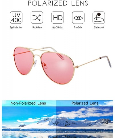Aviator Classic Metal Frame Polarized Lens Aviator Sunglasses with Gift Box - 12-gold - CA185IANHMM $14.80