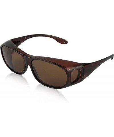 Oversized Fitover Sunglasses Polarized Lens Cover Wear Over Prescription Glasses - 2 Pack Brown/Tortoise - CX18QW3M9TC $17.23