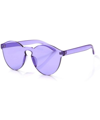 Oversized Rimless Sunglasses Oversized Colored Transparent Round Eyewear Retro Eyeglasses for Women Men - Crazy Purple - CO18...