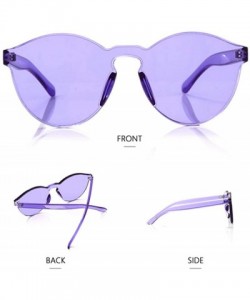 Oversized Rimless Sunglasses Oversized Colored Transparent Round Eyewear Retro Eyeglasses for Women Men - Crazy Purple - CO18...