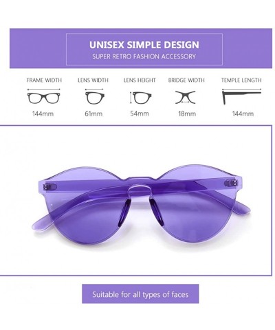 Oversized Rimless Sunglasses Oversized Colored Transparent Round Eyewear Retro Eyeglasses for Women Men - Crazy Purple - CO18...