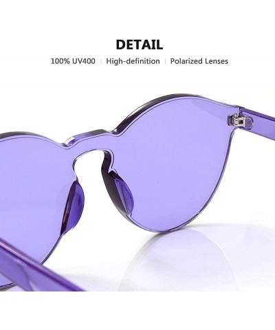 Oversized Rimless Sunglasses Oversized Colored Transparent Round Eyewear Retro Eyeglasses for Women Men - Crazy Purple - CO18...