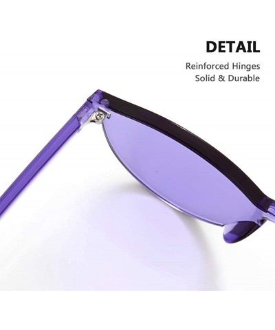 Oversized Rimless Sunglasses Oversized Colored Transparent Round Eyewear Retro Eyeglasses for Women Men - Crazy Purple - CO18...