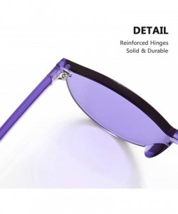 Oversized Rimless Sunglasses Oversized Colored Transparent Round Eyewear Retro Eyeglasses for Women Men - Crazy Purple - CO18...