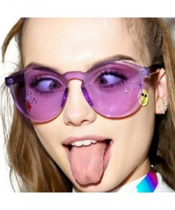 Oversized Rimless Sunglasses Oversized Colored Transparent Round Eyewear Retro Eyeglasses for Women Men - Crazy Purple - CO18...