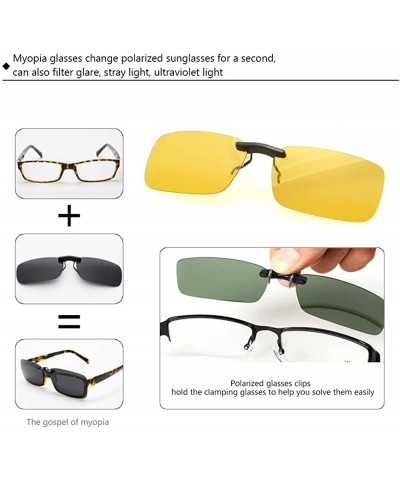 Oversized UV400 Clip on Polarised Sunglasses Fit over Prescription Eyeglasses - Yellow - C518RD5AGCO $7.73