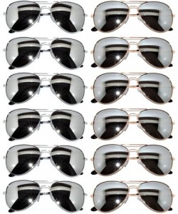 Aviator Stylish Aviator Eyeglasses Metal Gold Silver Black Frame Colored Mirror Lens 12 Pack - CP127CTZKQH $26.72