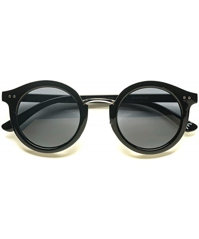 Round Retro Fashion Round Sunglasses P4125 - Black - C817AZ8MM5C $20.58