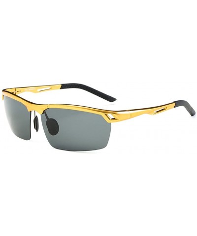 Sport Sports Sunglasses Drive Polarized Sunglasses HD Outdoor Glasses - Gold Frame Black Lens - CN183AALCSS $39.96