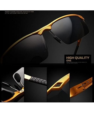 Sport Sports Sunglasses Drive Polarized Sunglasses HD Outdoor Glasses - Gold Frame Black Lens - CN183AALCSS $39.96