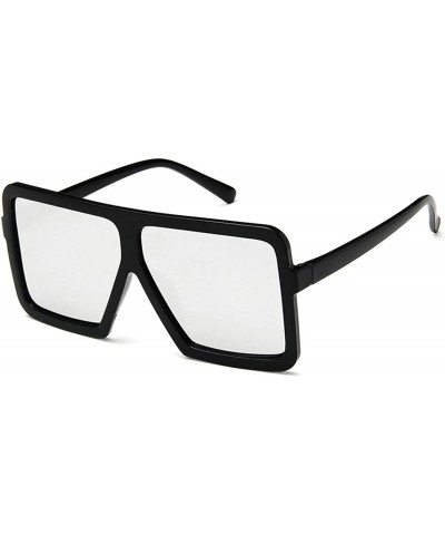 Oval Vintage style Big Frame Trapezoidal Sunglasses for Unisex Plastic Resin UV 400 Protection Sunglasses - CS18SZUI44E $29.07