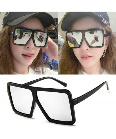 Oval Vintage style Big Frame Trapezoidal Sunglasses for Unisex Plastic Resin UV 400 Protection Sunglasses - CS18SZUI44E $18.88