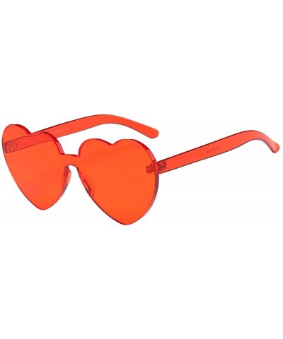 Sport Heart Shape Rimless Sunglasses Transparent Candy Color Eyewear Resin Lens Sunglasses - A - C71908NR68S $18.27