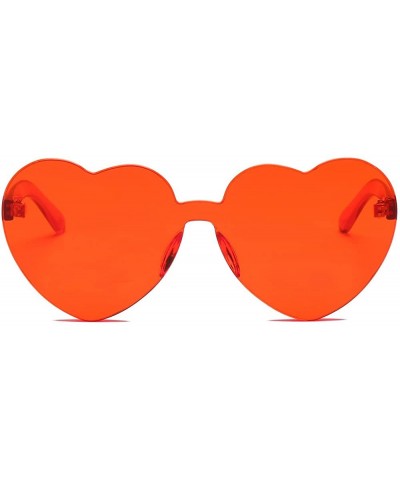 Sport Heart Shape Rimless Sunglasses Transparent Candy Color Eyewear Resin Lens Sunglasses - A - C71908NR68S $10.05