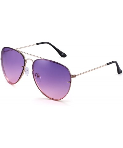 Aviator Classic Aviator Sunglasses Gradient Tinted Oceanic Lens Metal Shades Men Women - Gold / Purple - CR18EX6ZAO0 $16.05