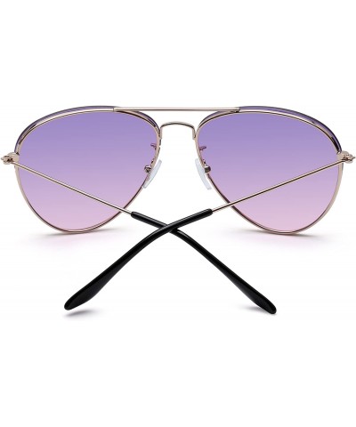 Aviator Classic Aviator Sunglasses Gradient Tinted Oceanic Lens Metal Shades Men Women - Gold / Purple - CR18EX6ZAO0 $16.05