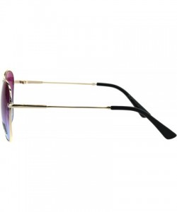 Oversized Womens Sunglasses Square Flat Top Bridge Fashion Aviators UV 400 - Gold (Purple Blue) - CG18IS2OK78 $13.09