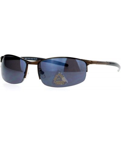 Oval Oval Rectangular Sunglasses Half Rim Unisex Fashion Spring Hinge UV 400 - Brown - CT188ZWW47T $18.88