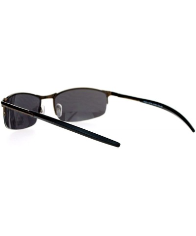 Oval Oval Rectangular Sunglasses Half Rim Unisex Fashion Spring Hinge UV 400 - Brown - CT188ZWW47T $9.83
