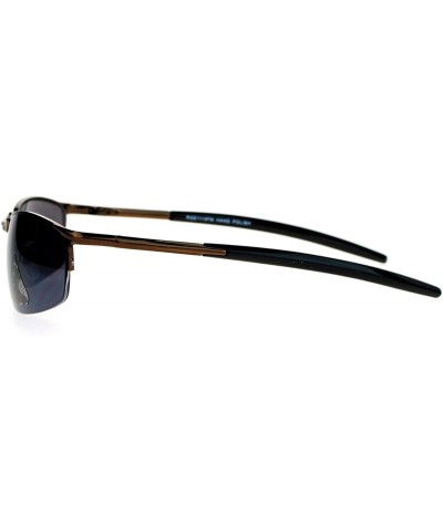 Oval Oval Rectangular Sunglasses Half Rim Unisex Fashion Spring Hinge UV 400 - Brown - CT188ZWW47T $9.83