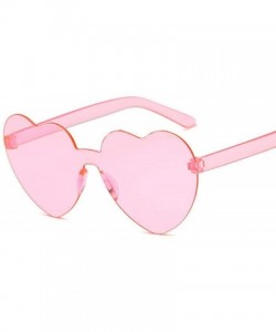 Rimless New Fashion Cute Sexy Retro Love Heart Rimless Sunglasses Women Luxury Rose Red - Double Brown - CY18XQZX8T3 $10.21