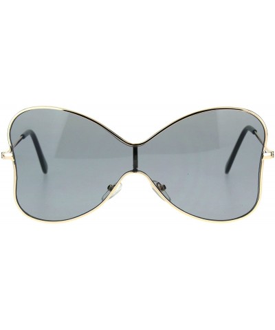 Shield Womens Bow Shape Butterfly Diva Shield Funk Designer Sunglasses - Black - C9182ZWYOKR $15.10