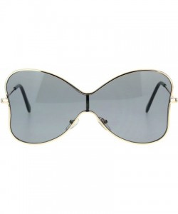 Shield Womens Bow Shape Butterfly Diva Shield Funk Designer Sunglasses - Black - C9182ZWYOKR $15.10