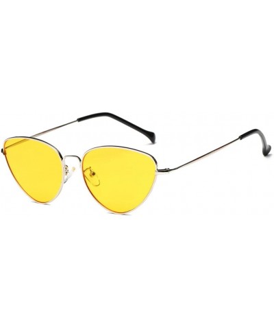 Sport Sunglasses for Women Men-Metal Cat Eye Sunglasses Outdoor Casual Glasses - Yellow - C118ESK3DOX $17.51