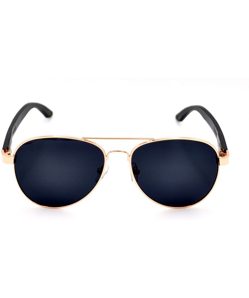 Aviator Wood Aviators Sunglasses Polarized Lens Handmade with Bamboo Case - Black Bamboo - CN18EDHWLWC $25.33