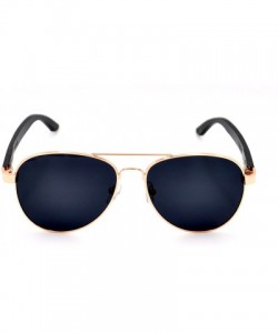 Aviator Wood Aviators Sunglasses Polarized Lens Handmade with Bamboo Case - Black Bamboo - CN18EDHWLWC $25.33