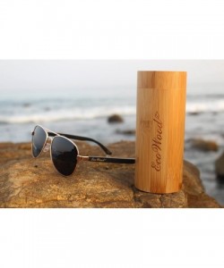 Aviator Wood Aviators Sunglasses Polarized Lens Handmade with Bamboo Case - Black Bamboo - CN18EDHWLWC $25.33