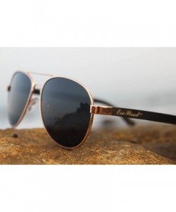 Aviator Wood Aviators Sunglasses Polarized Lens Handmade with Bamboo Case - Black Bamboo - CN18EDHWLWC $25.33