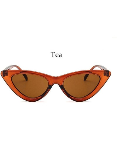Aviator 2019 Cat Eye Fashion Sunglasses Women Fashion Vintage Small Glasses Woman Black - Tea - CF18XQZQLMM $8.46