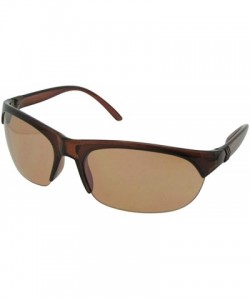 Rectangular Half Rim Non Polarized Driving Sunglasses SR9 - Brown Frame-non Polarized Amber Lenses - CQ180L5RU7H $10.08