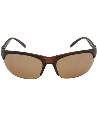 Rectangular Half Rim Non Polarized Driving Sunglasses SR9 - Brown Frame-non Polarized Amber Lenses - CQ180L5RU7H $10.08