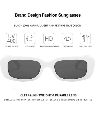 Square Rectangle Sunglasses for Women Retro Fashion Sunglasses UV 400 Protection Square Frame Eyewear - White - CK194KZ26WY $...
