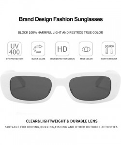 Square Rectangle Sunglasses for Women Retro Fashion Sunglasses UV 400 Protection Square Frame Eyewear - White - CK194KZ26WY $...