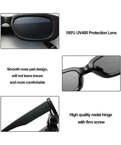 Square Rectangle Sunglasses for Women Retro Fashion Sunglasses UV 400 Protection Square Frame Eyewear - White - CK194KZ26WY $...