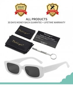 Square Rectangle Sunglasses for Women Retro Fashion Sunglasses UV 400 Protection Square Frame Eyewear - White - CK194KZ26WY $...